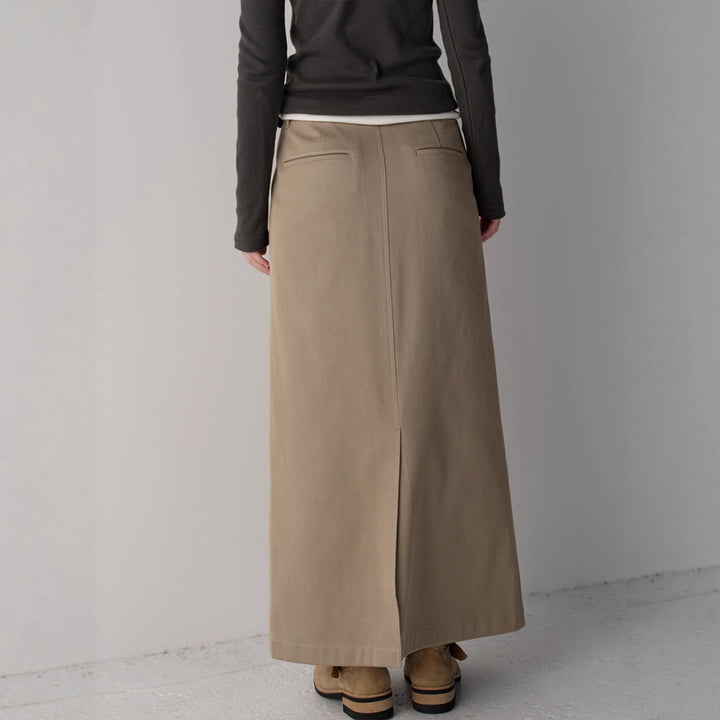 Damen eleganter und hoch taillierter Maxirock mit Falten Drune