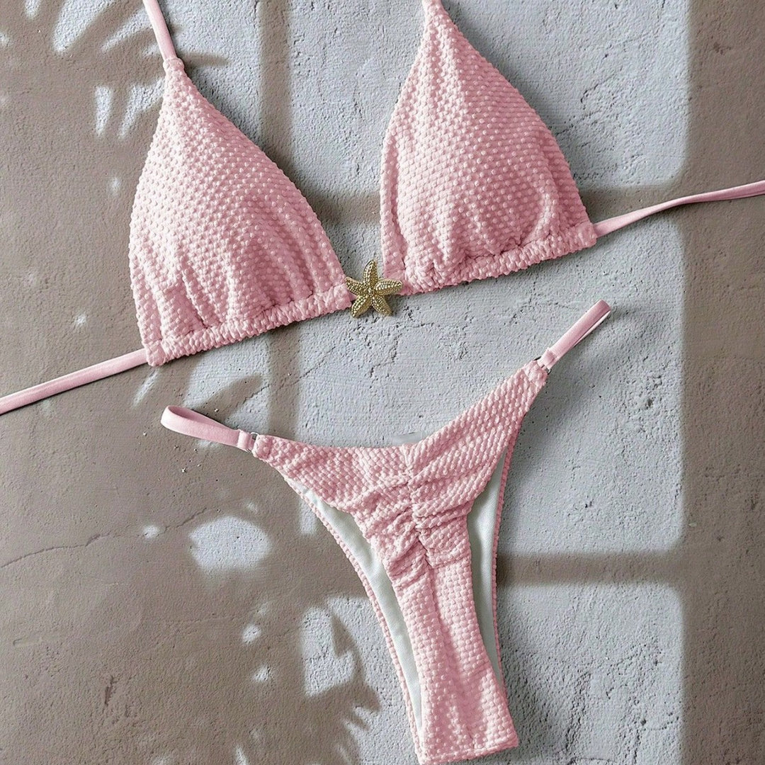Damen Triangel-Bikini mit strukturiertem Stoff und maritimen Details Drune