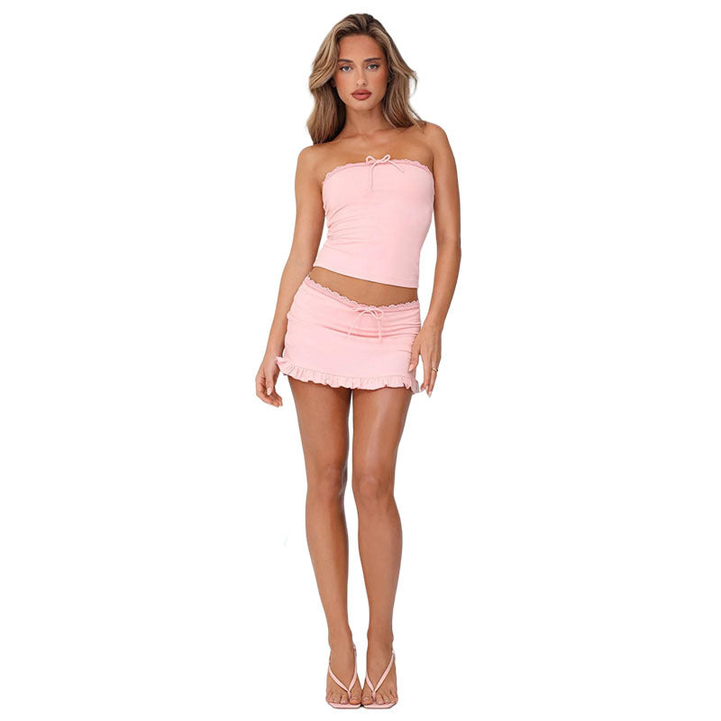 Damen Off-Shoulder Mini-Kleid mit Rüschendetails Drune