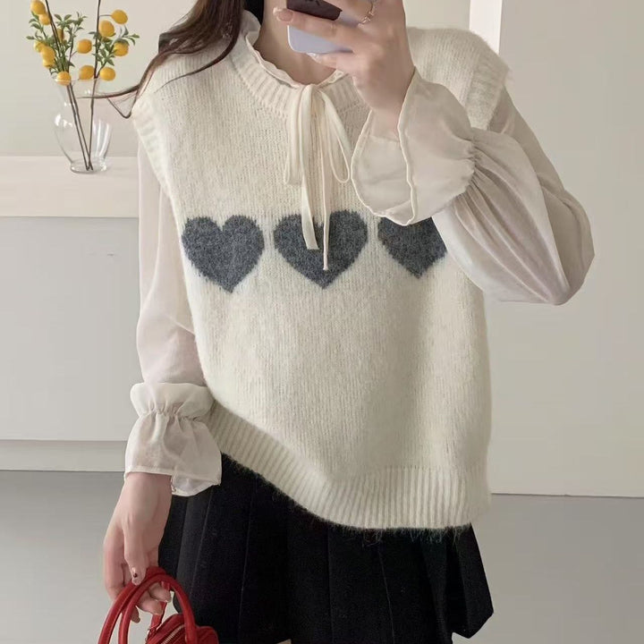 Damen Strickpullover mit Herzmotiv Drune