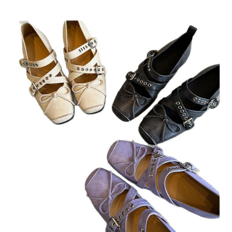 Damen Ballerinas mit dekorativem Riemendesign und raffinierter Faltengestaltung Drune