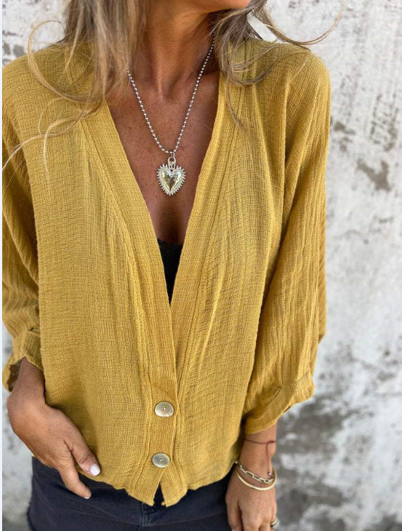 Damen Luftige und lockere Sommerjacke mit Knopfdetails Drune