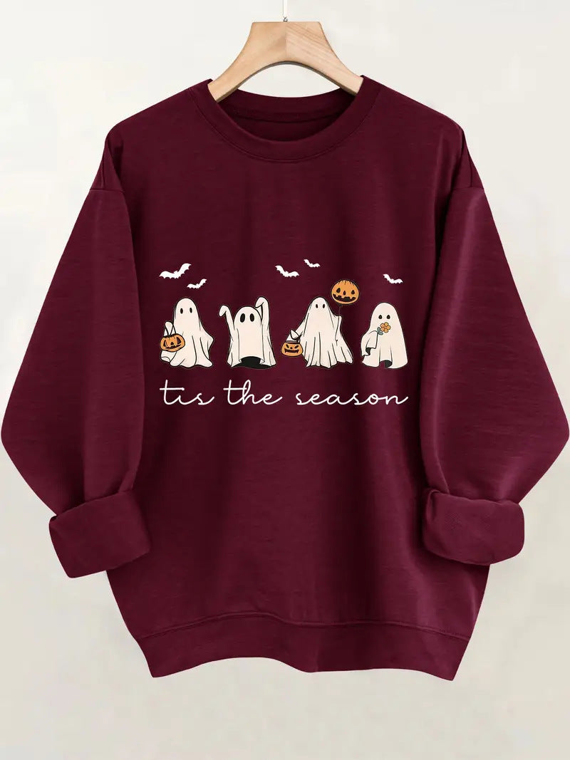 Damen Sweatshirt mit fröhlichem Halloween-Motiv und lässigem Schnitt Drune