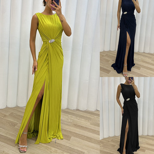Damen Abendkleid mit eleganter Drapierung und schulterfreier Optik Drune
