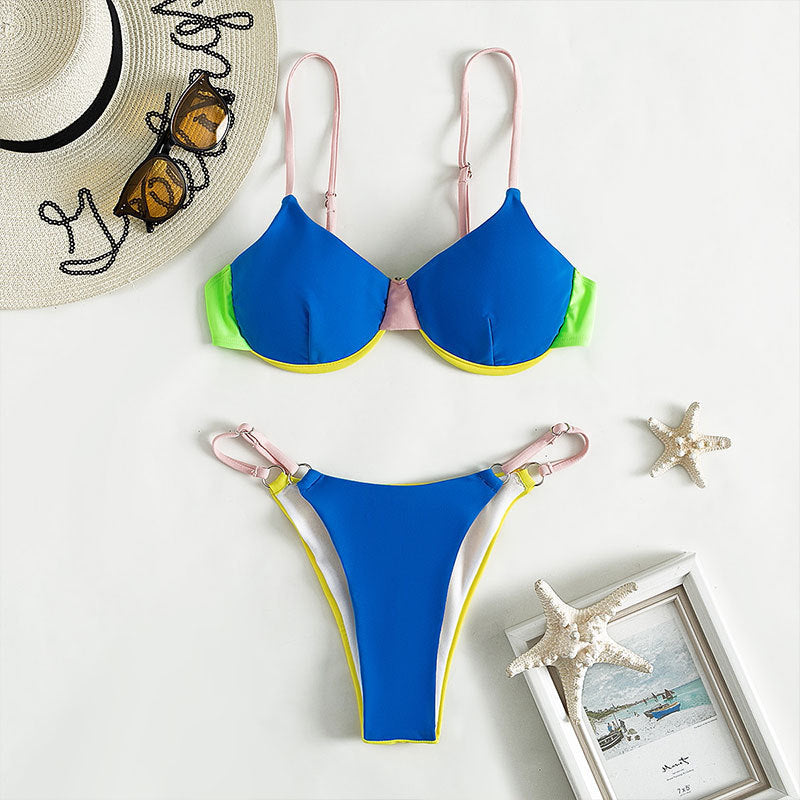 Damen Triangel-Bikini mit verstellbaren Trägern und innovativem Farbdesign Drune
