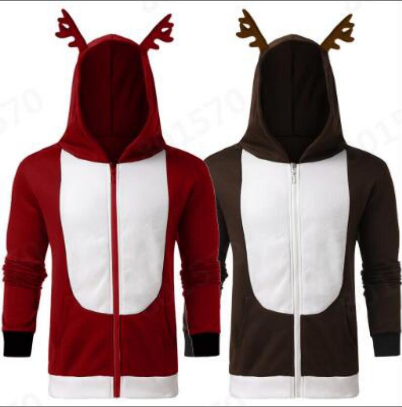Damen Kapuzenpullover mit Rentieraugen und Kängurutasche Drune