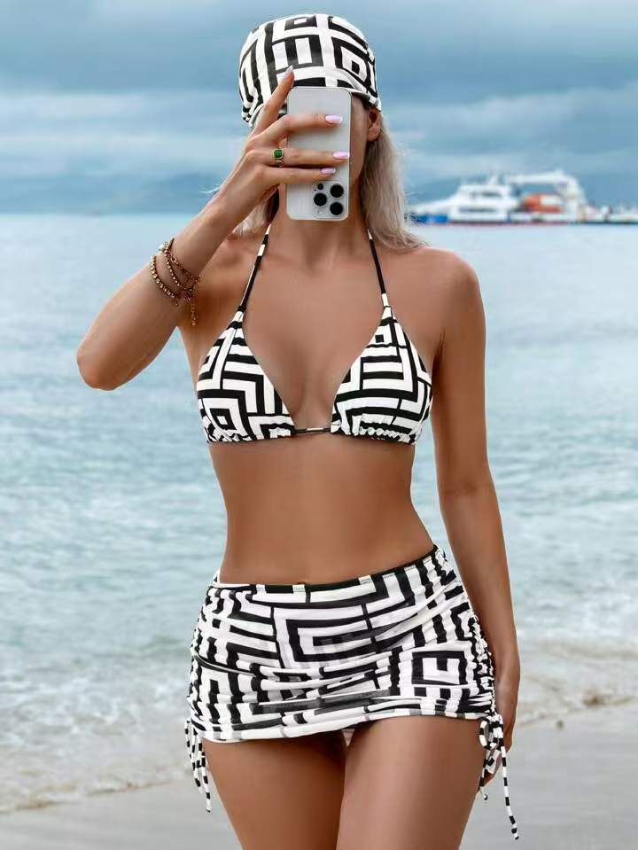 Damen Triangel-Bikini mit asymmetrischem Rock Drune