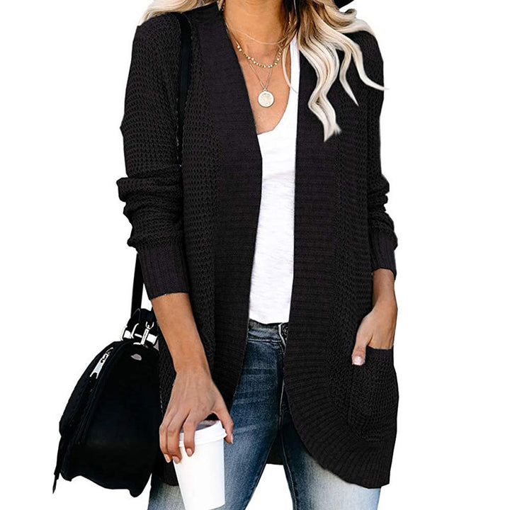 Damen Strickjacke mit offenen Vorderseite und Taschen Drune
