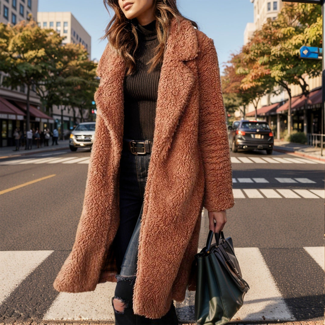 Drune | Damen Übergröße Teddyjacke mit Futterkragen
