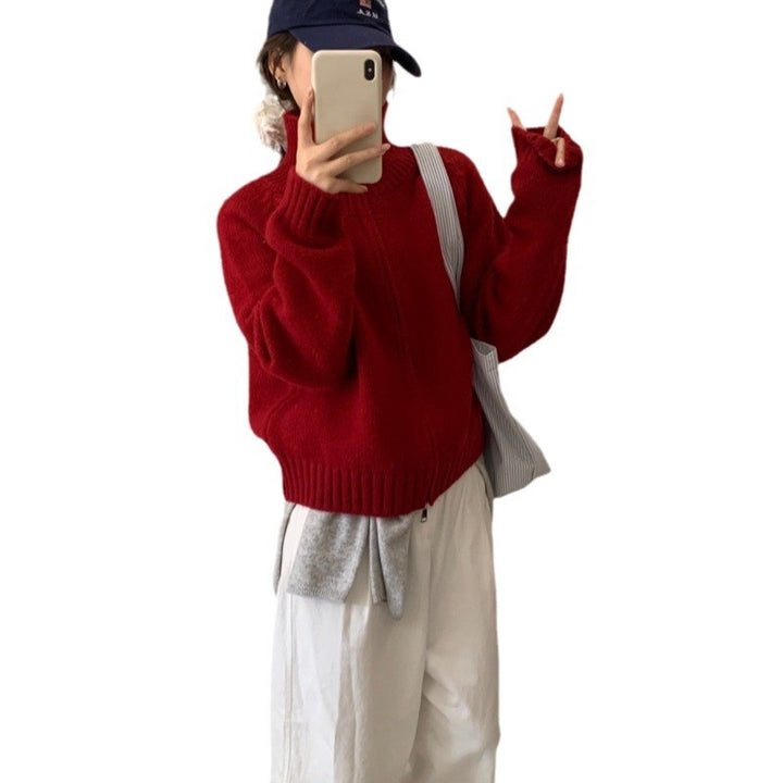 Damen Grobstrickjacke mit hohen Kragen und praktischem Reißverschluss Drune