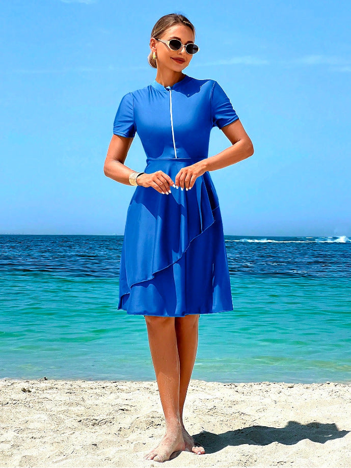 Damen Elegantes Strandkleid mit Rüschendesign Drune
