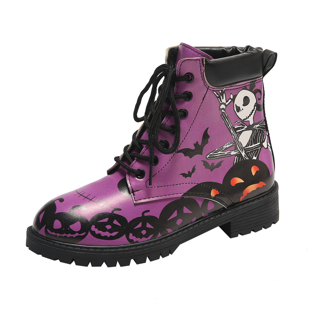 Damen Halloween-Stiefel mit kreativen Motiven und rutschfester Sohle Drune