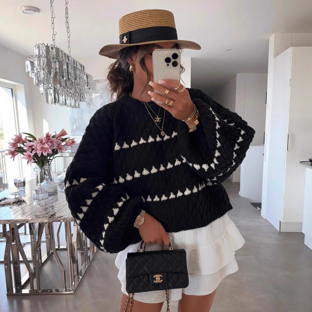 Damen Grobstrukturierter Pullover mit weitem Arm Drune