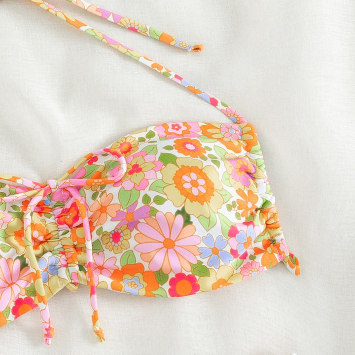 Damen Blumenmuster Bandeau-Bikini Drune