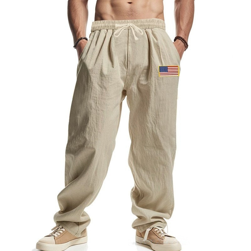 Herren lässige Freizeit-Hose mit verstellbarem Bund und amerikanischem Patch Drune