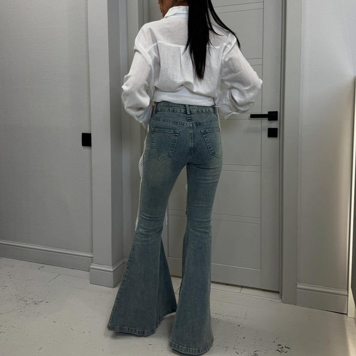 Damen Flared Jeans mit raffiniertem Schnür-Design Drune