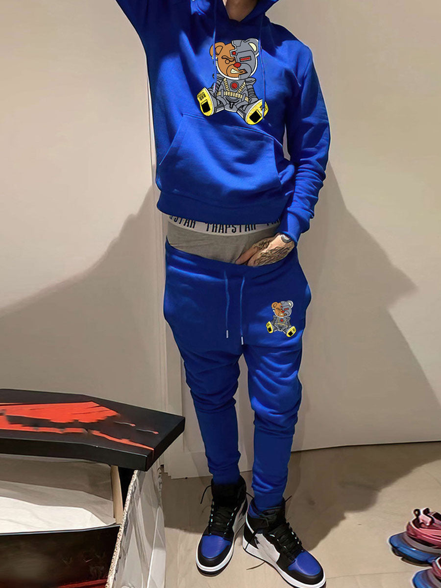 Damen Kapuzenpullover und Jogginghose Set mit kreativem Bärenmotiv Drune