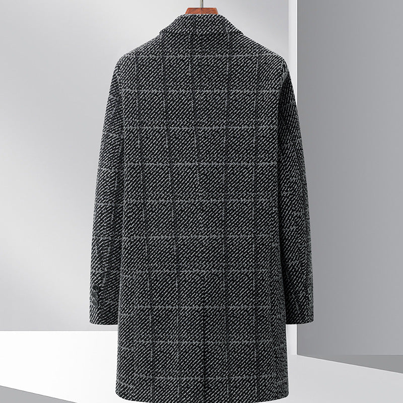 Herren Wollmantel mit modernem Karomuster und elegantem Schnitt Drune