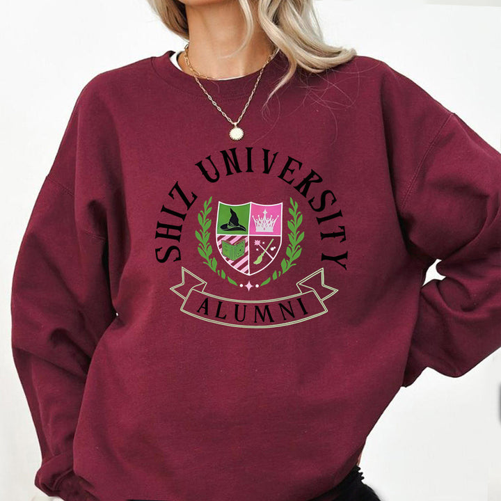 Damen Oversized Sweatshirt mit Universitätsemblem und lässigem Schnitt Drune