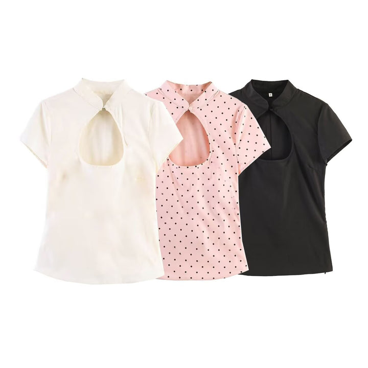 Damen Bluse mit innovativem Ausschnitt und elegantem Kragen Drune