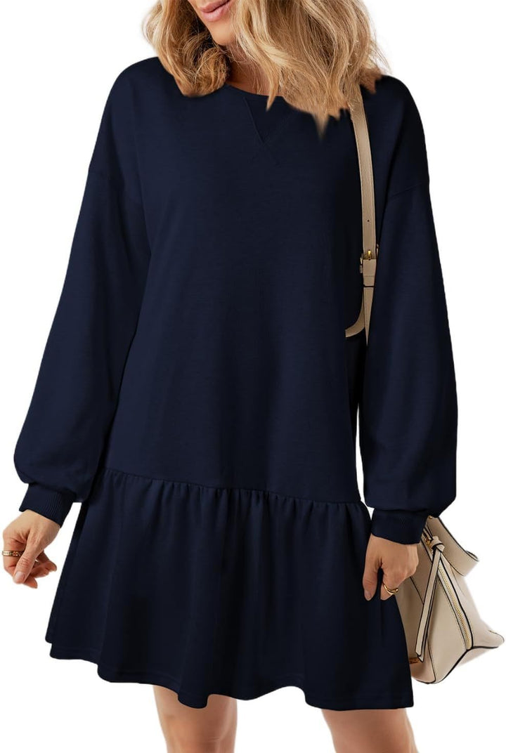 Damen Pulloverkleid mit Volant-Saum und lässigem Schnitt Drune