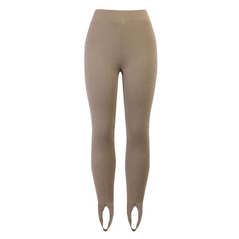 Damen Leggings mit strukturiertem Rippdesign und hohem Bund Drune