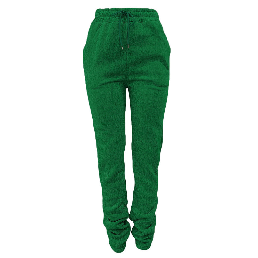 Damen nan figurbetonte Highwaist-Stretch-Sweathose mit gerafften Knöchelabschlüssen und Eingrifftaschen Drune