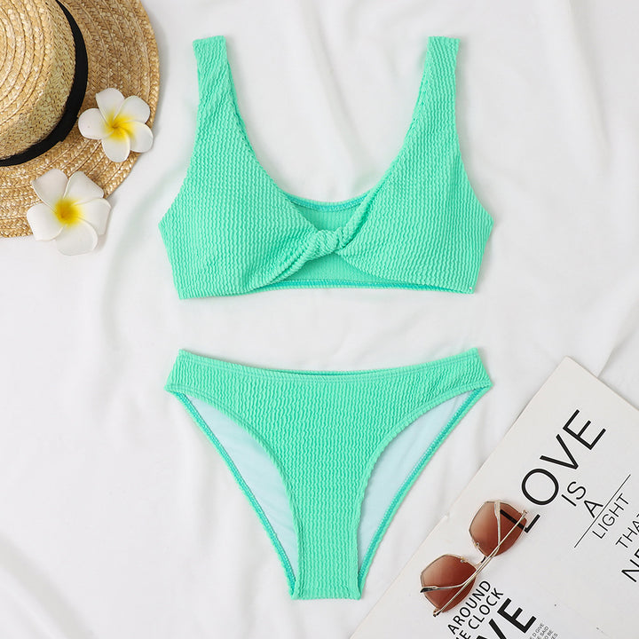 Damen strukturiertes Twist Vorderbikini-Set Drune