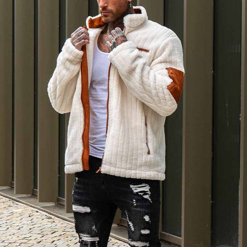 Drune | Fleecejacke entspannte Passform Rippstruktur voller Reißverschluss Taschen
