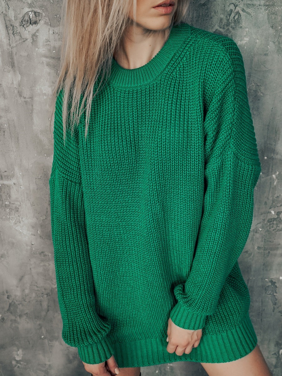 Damen lässiges Strickkleid mit oversized Schnitt und stylishen Gürtel Drune