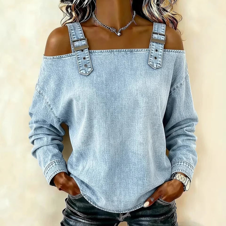 Damen lässiges Sweatshirt mit dekorativen Schulterdetails Drune