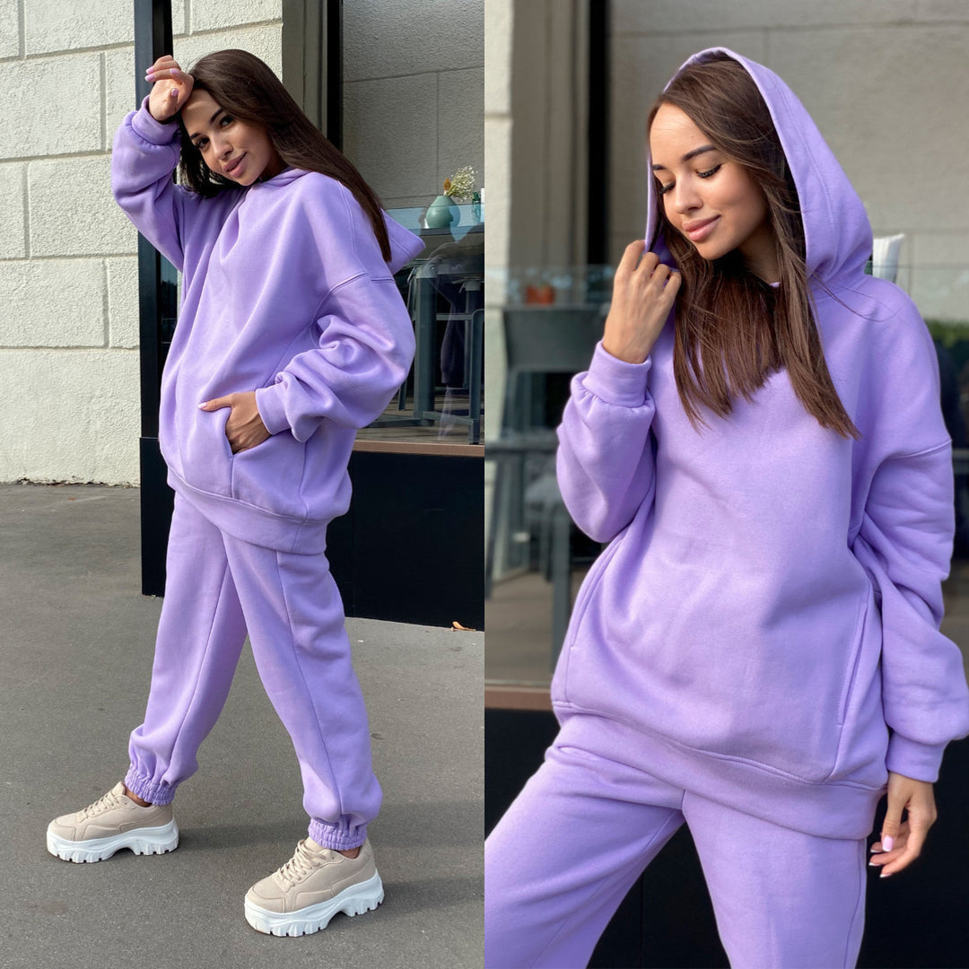 Damen bequemer Kapuzenpullover und Jogginghose Set Drune