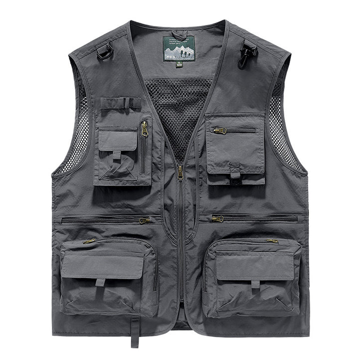 Herren nan multifunktionale Outdoor-Taktikweste mit zahlreichen Taschen und Netzbesatz Drune