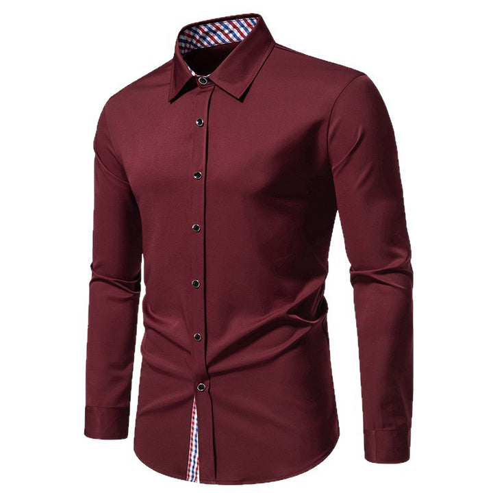 Herren elegantes Langarmhemd mit modernen Karodetails Drune