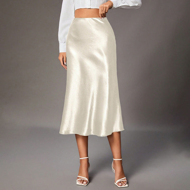 Damen Eleganter A-Linien Satinrock mit fließendem Schnitt Drune