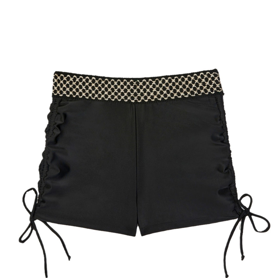 Damen hoch geschnittene Badeshorts mit dekorativem Taillenbund Drune