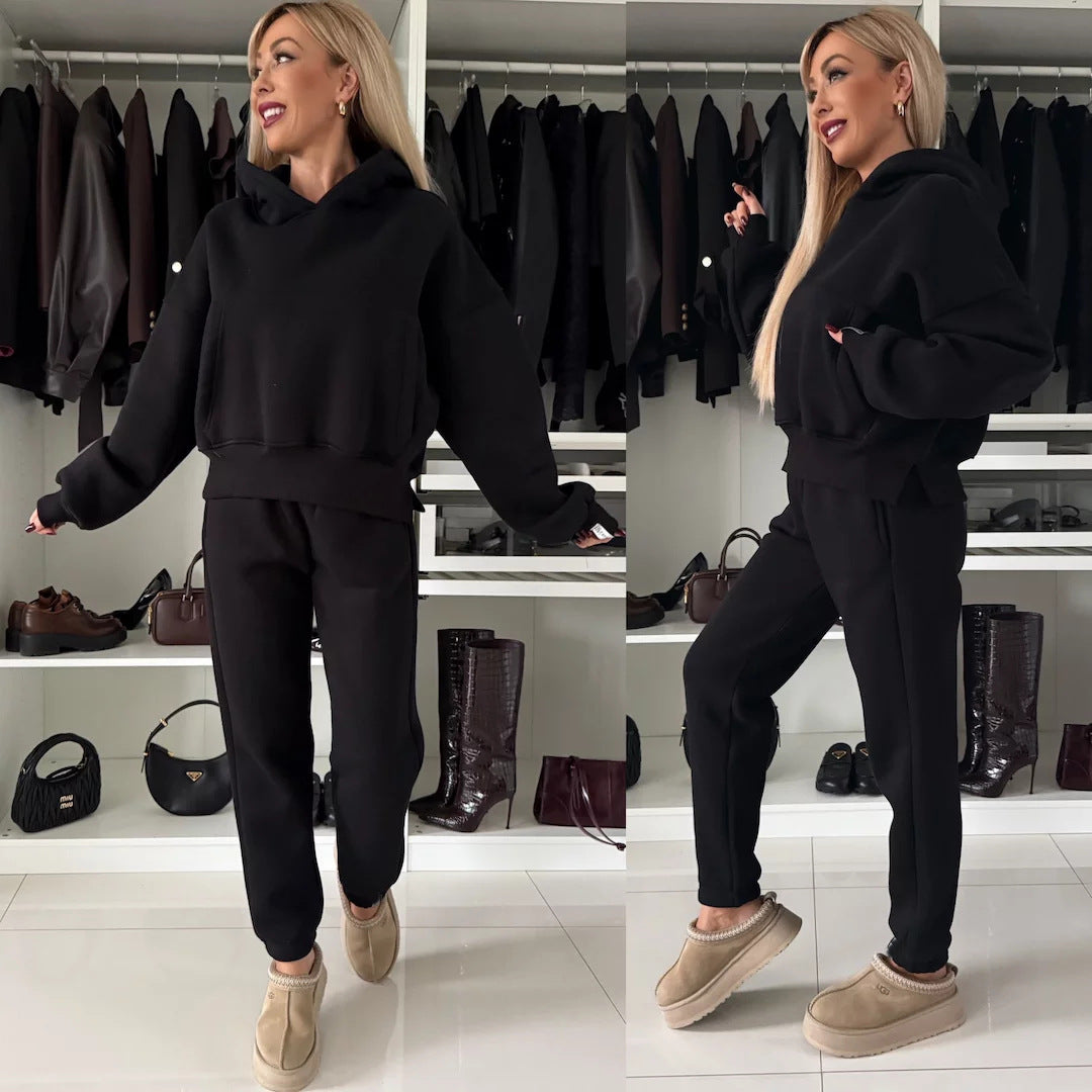 Damen bequemer Hoodie und lässige Jogginghose Set Drune