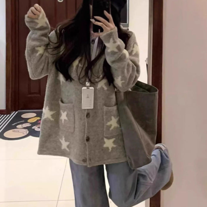 Damen Strickjacke mit Sternenmuster und praktischen Taschen Drune