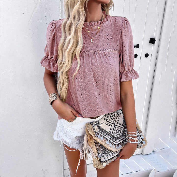 Damen Baumwoll-Bluse mit Rüschendetails Drune