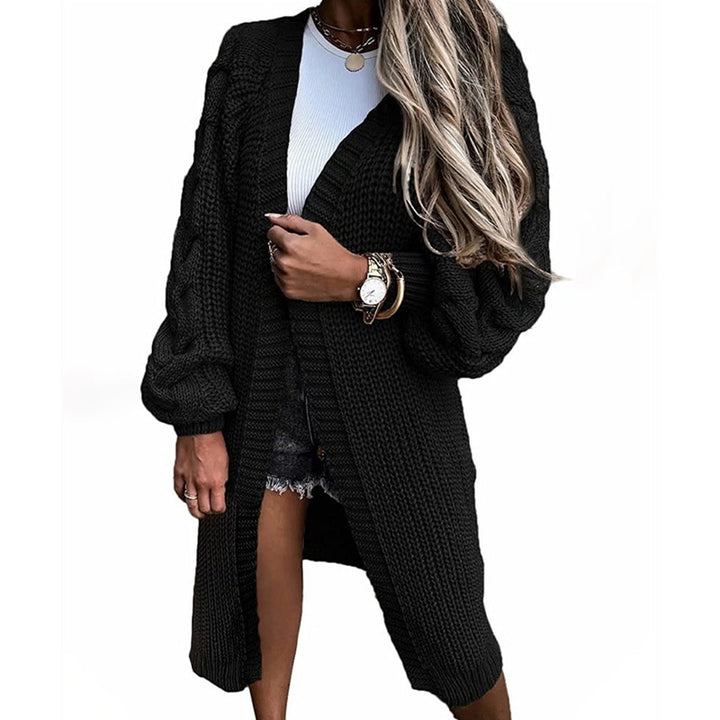 Damen Grobstrick-Longcardigan mit puffärmel und lässiger Passform Drune