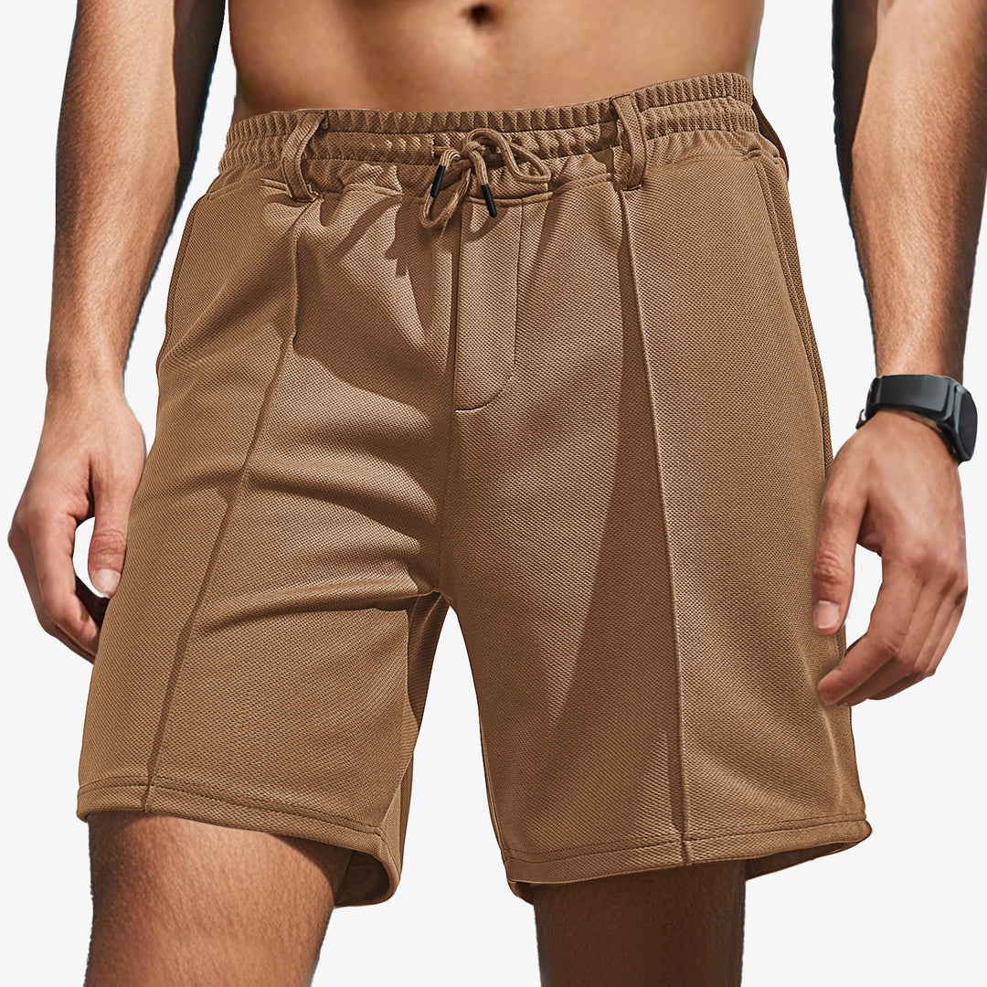 Herren nan knielange Sportshorts mit Netzstruktur, elastischem Tunnelzug und Gürtelschlaufen Drune