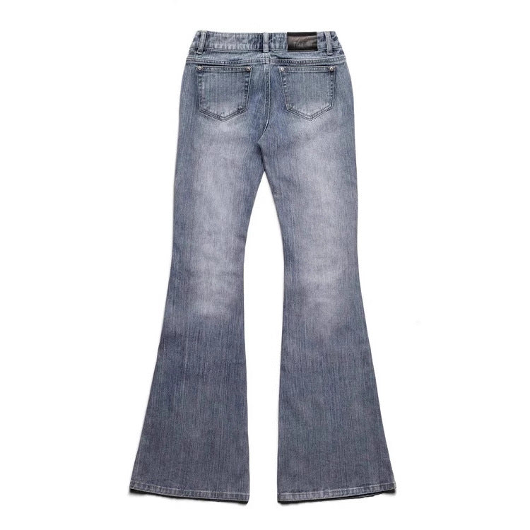 Damen Modische Bootcut-Jeans mit glitzernden Nieten Drune