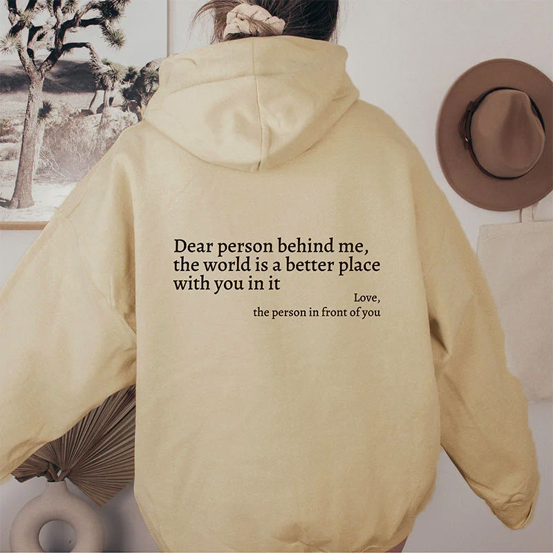 Damen Oversized Kapuzenpullover mit inspirierendem Schriftzug Drune