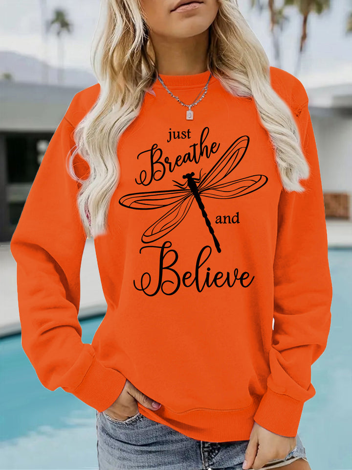 Damen Sweatshirt mit inspirierendem Drachenfliegen-Motiv und lässigem Schnitt Drune
