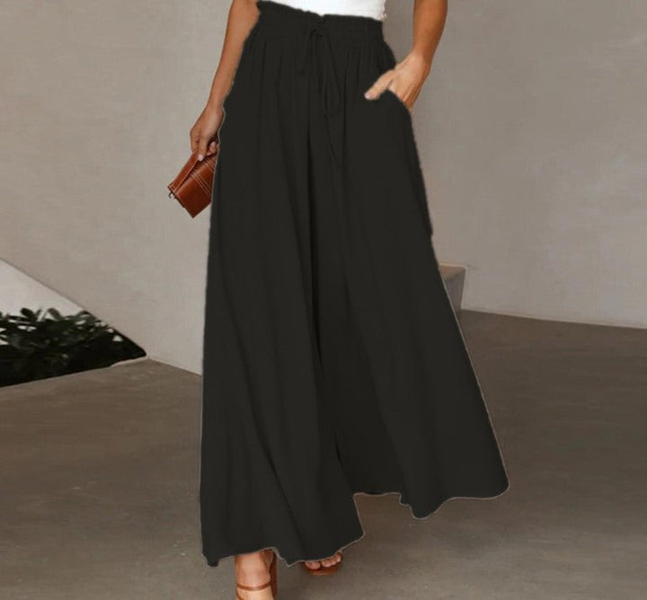 Damen Weite High-Waist-Hose mit elastischem Bund und praktischen Taschen Drune