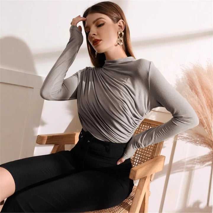 Damen Langarm-Shirt mit elegantem Wickeldesign Drune