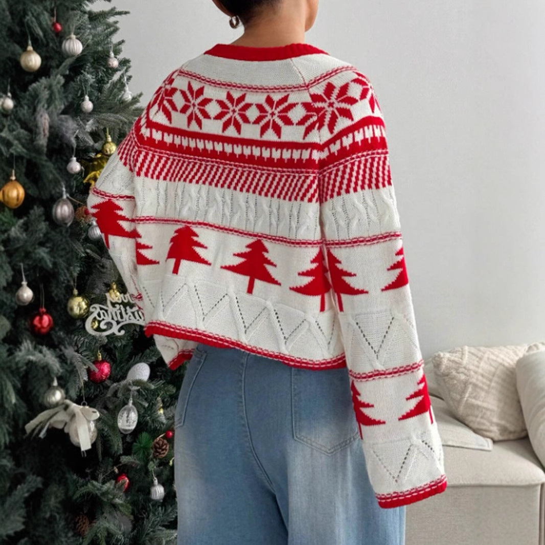 Damen kuscheliger Winterpullover mit verspieltem Weihnachtsdesign Drune