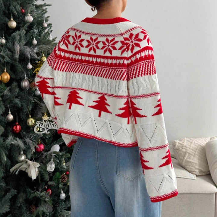 Damen kuscheliger Winterpullover mit verspieltem Weihnachtsdesign Drune