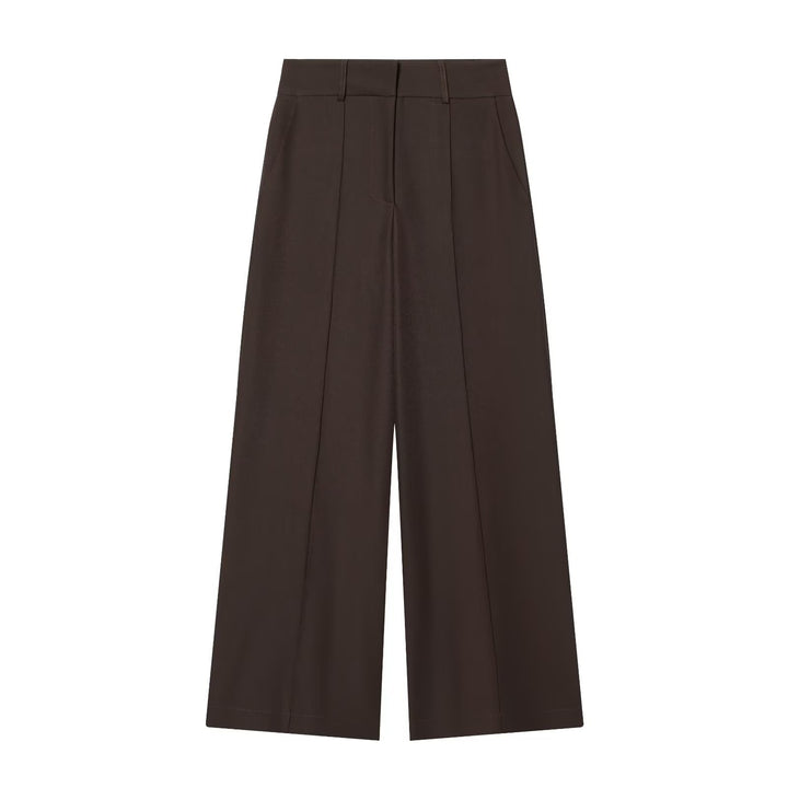 Damen weite Anzughose mit hoher Taille und Falten Drune
