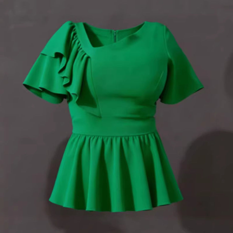 Damen Elegant geschnittene Bluse mit voluminösen Rüschendetails Drune